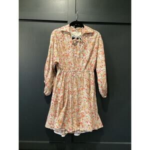 Tish Cox Merry & Me Floral Print cotton Mini Dress in Coral size M